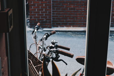 Bicycle against brick wall