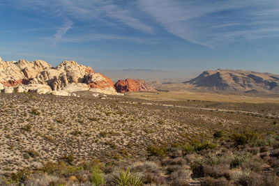 Scenic view of desert against sky. red rock canyon, nevada 