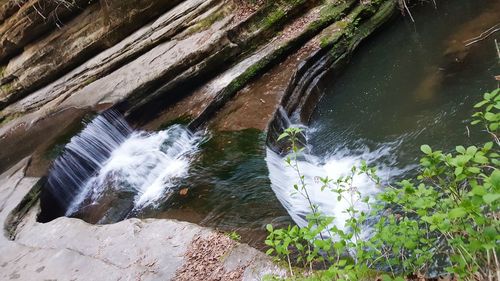 High angle view of waterfall