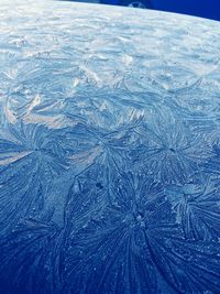 Close-up of frost on window