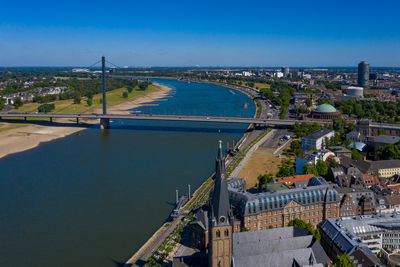 High angle view of bridge over river against sky
