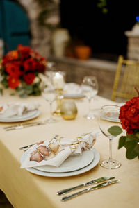 Place setting on table