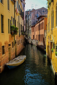 Canal amidst buildings against sky