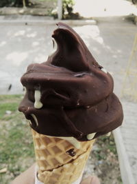 Close-up of ice cream on shore