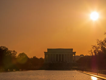 Silhouette of buildings at sunset