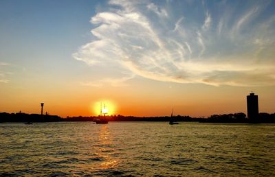 Scenic view of sea at sunset