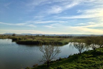 Scenic view of lake against sky