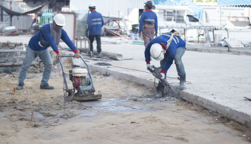 People working on construction site