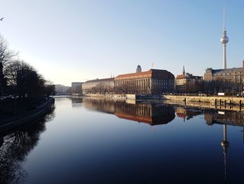 Reflection of buildings in water