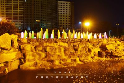 View of lit up at night