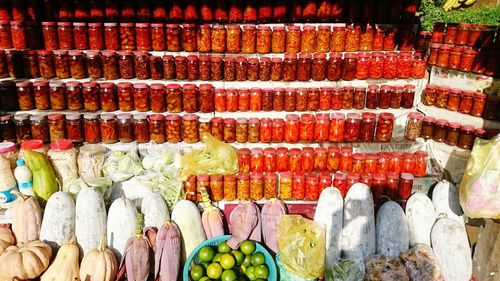 Multi colored vegetables for sale in market