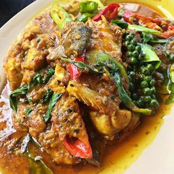 High angle view of meal served in plate