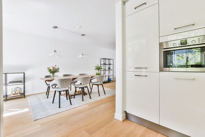 Empty chairs and table at home