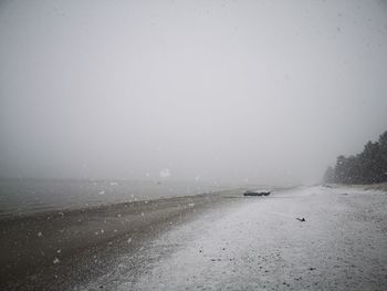 Scenic view of sea against sky during rainy season