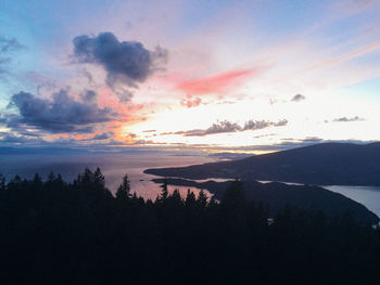 Silhouette of mountains at sunset