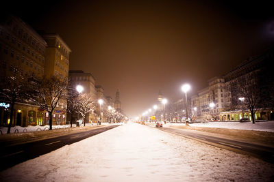 Road in winter at night