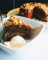 Close-up of dessert in plate on table