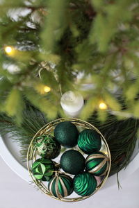 Close-up of christmas decoration with tree