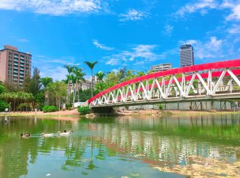 Bridge over river against sky