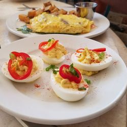 Close-up of food served in plate