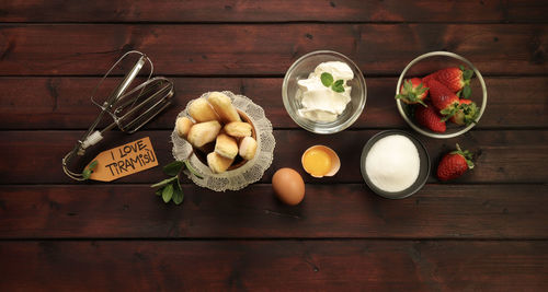 High angle view of fruits on table