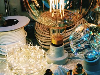 Close-up of glasses on table