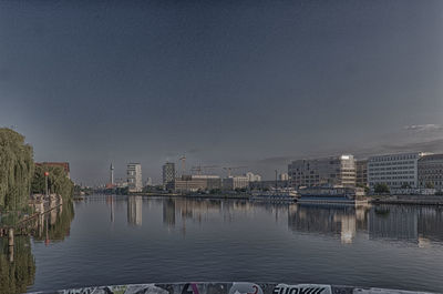 View of cityscape with river in background