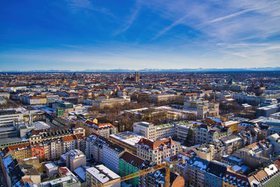 High angle view of buildings in city