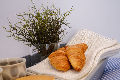 Close-up of breakfast on table