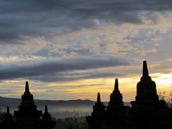 Silhouette of temple during sunset