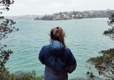 Rear view of woman looking at view