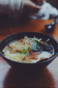 Close-up of meal served in bowl