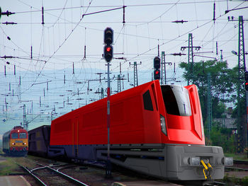 Train at railroad station platform