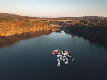 High angle view of lake against sky