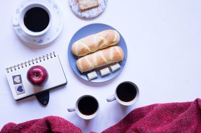 Directly above shot of breakfast on table