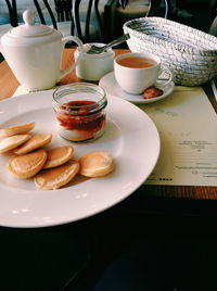 Close-up of food in plate on table