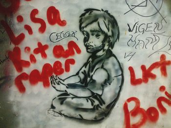 Close-up of text on table