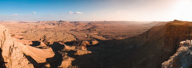 Panoramic view of rocky mountains against sky