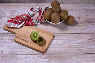 High angle view of breakfast on table