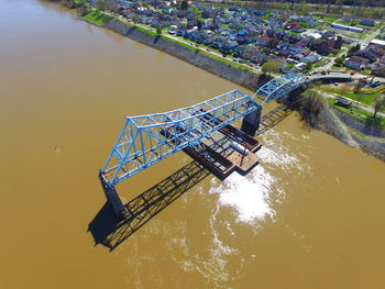 High angle view of pier on river