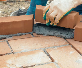 Close-up of hands working