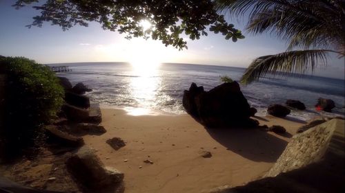 Scenic view of sea at sunset