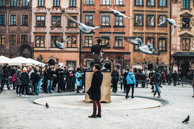 People on street in city