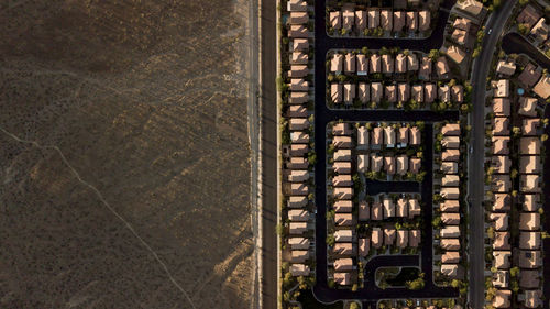 Aerial view of houses by landscape at las vegas