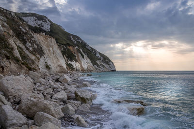 Scenic view of sea against sky during sunset