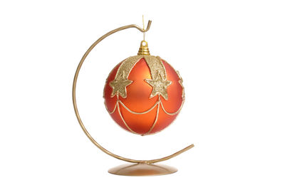 Close-up of christmas decoration against white background