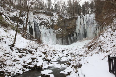 Scenic view of snow covered land