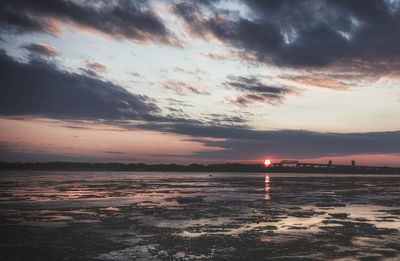 Scenic view of sea against sky at sunset
