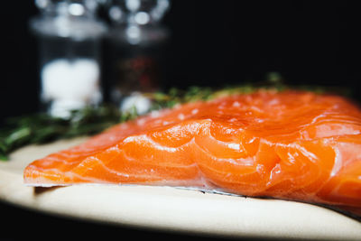 Close-up of sushi in plate on table