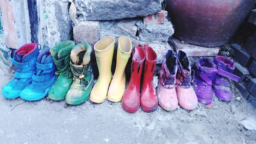 Close-up of shoes for sale